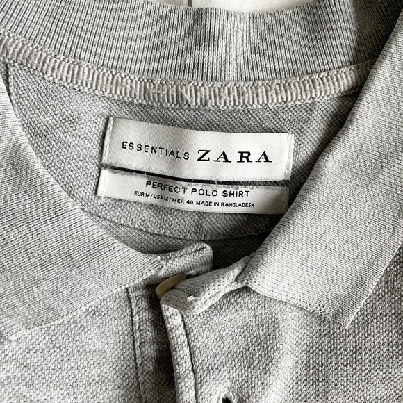 Zara Man Grey Polo Shirt Size M - Picture 6 of 6